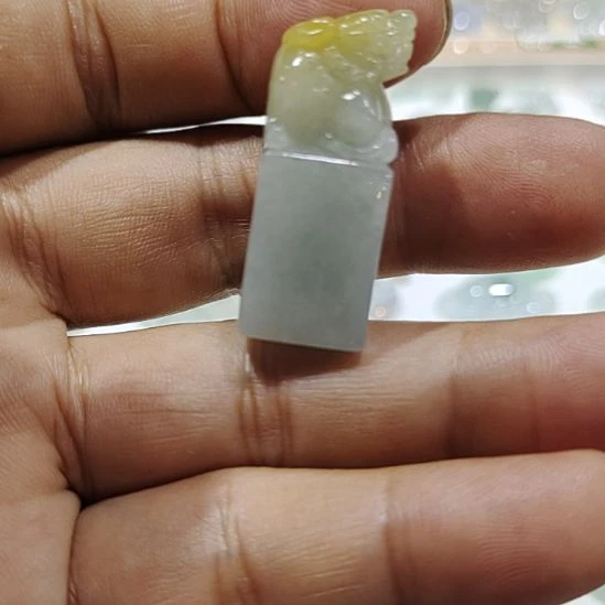 吊坠(不含链)未镶嵌翡翠撸玉有约//缅甸天然黄翡貔貅印章吊坠