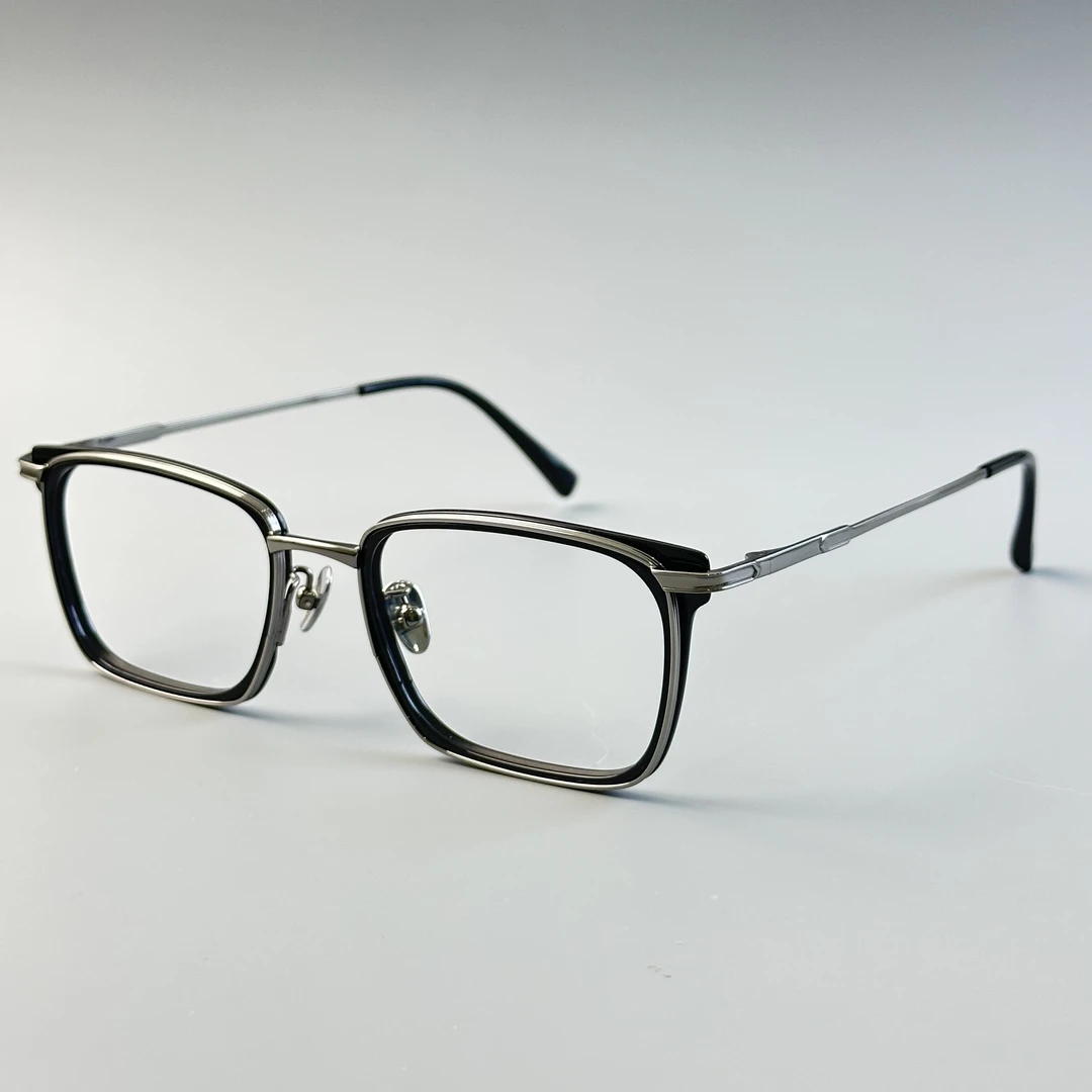 「标准码」方正网红时尚日系黑框纯钛超轻可配近视韩版近视镜方形