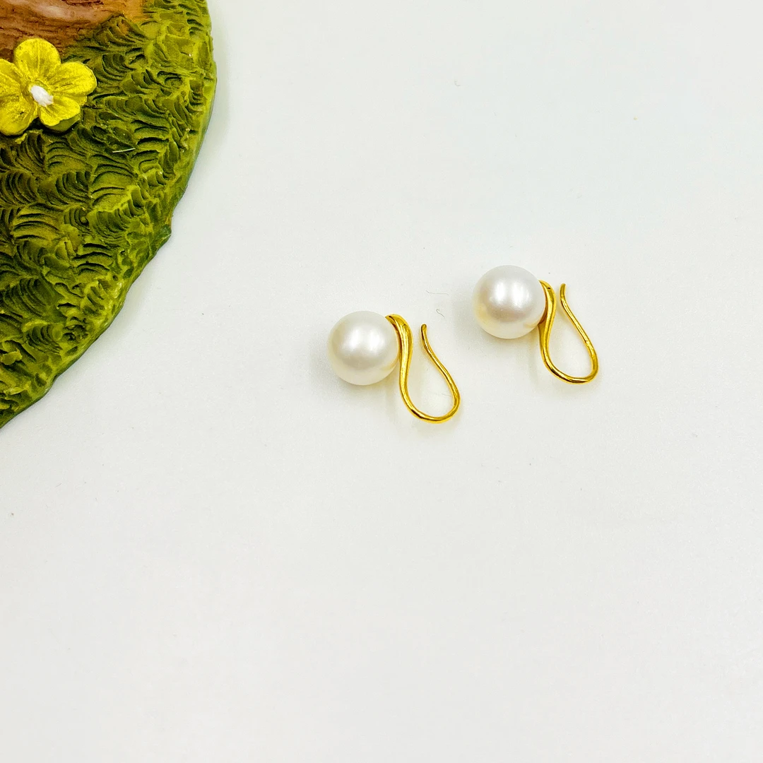 足金999 珍珠耳环耳钉 时尚百搭5G工艺黄金首饰 A1