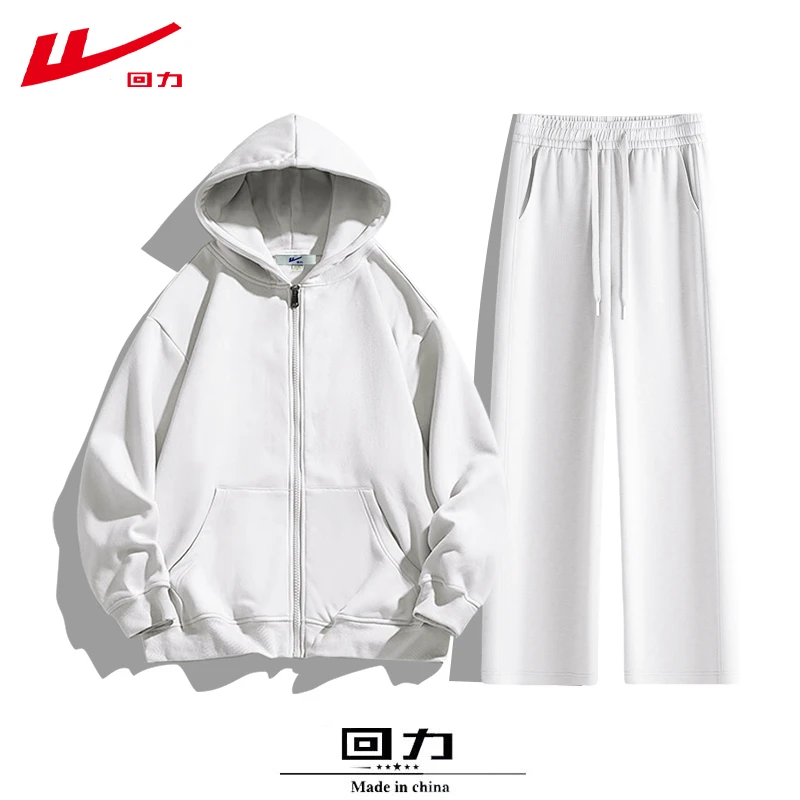 回力秋冬季百搭拉链连帽卫衣休闲女长裤薄款加绒运动两件套装上衣