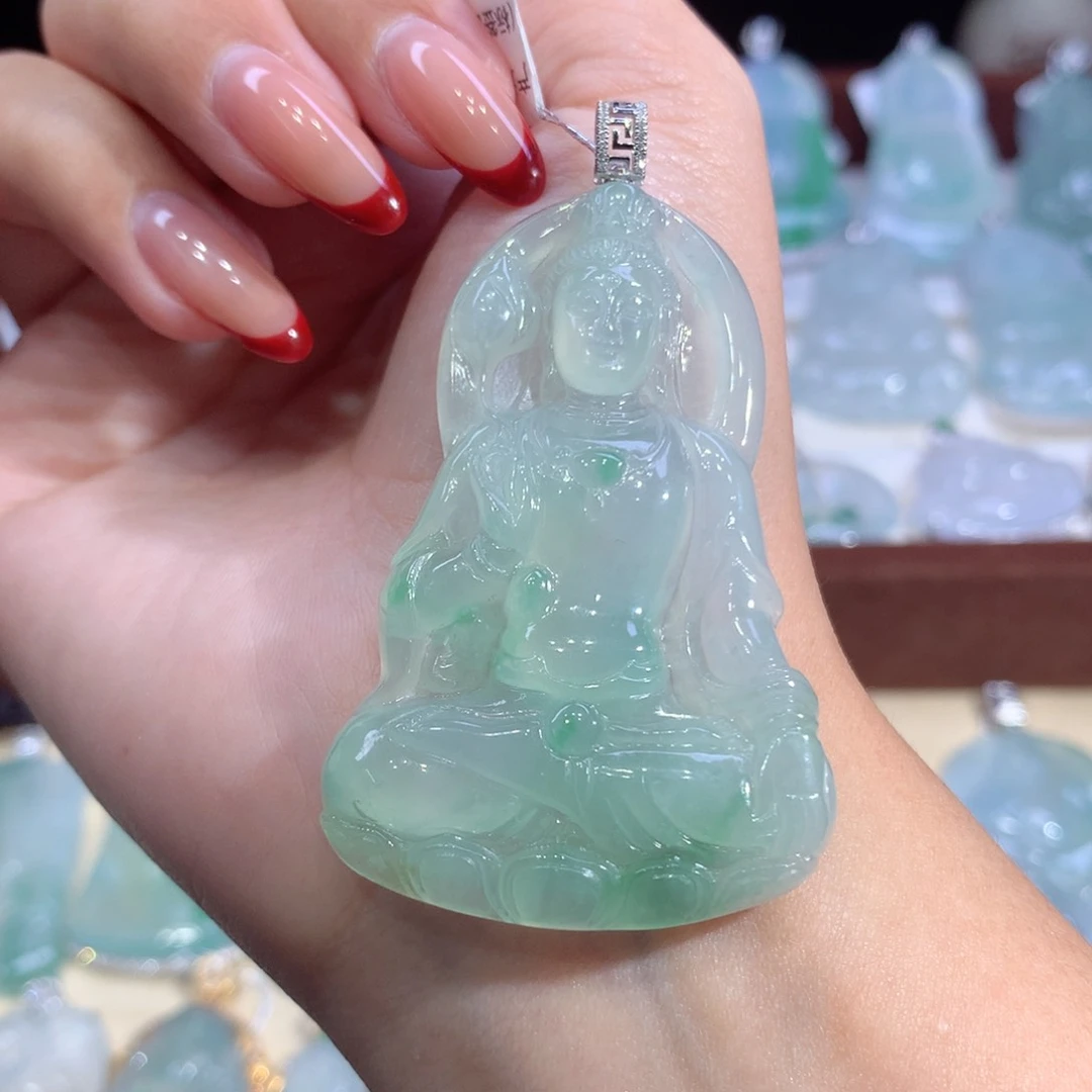 吊坠(不含链)18K金镶嵌翡翠