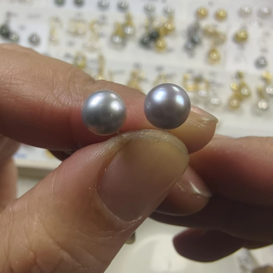 耳饰银S925镶嵌淡水珍珠