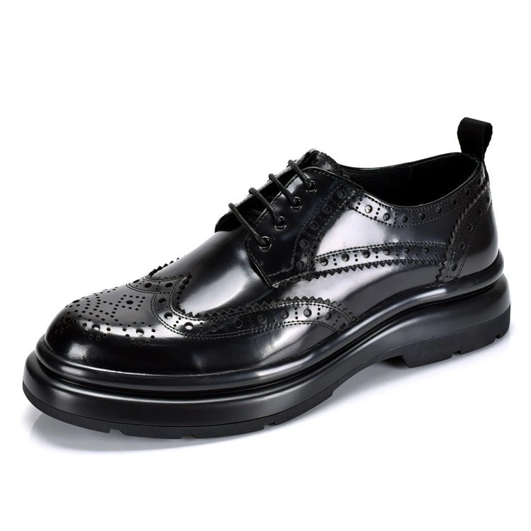 英国『设计师』力荐！男士皮鞋春秋真皮系带厚底布洛克雕花休闲鞋奢