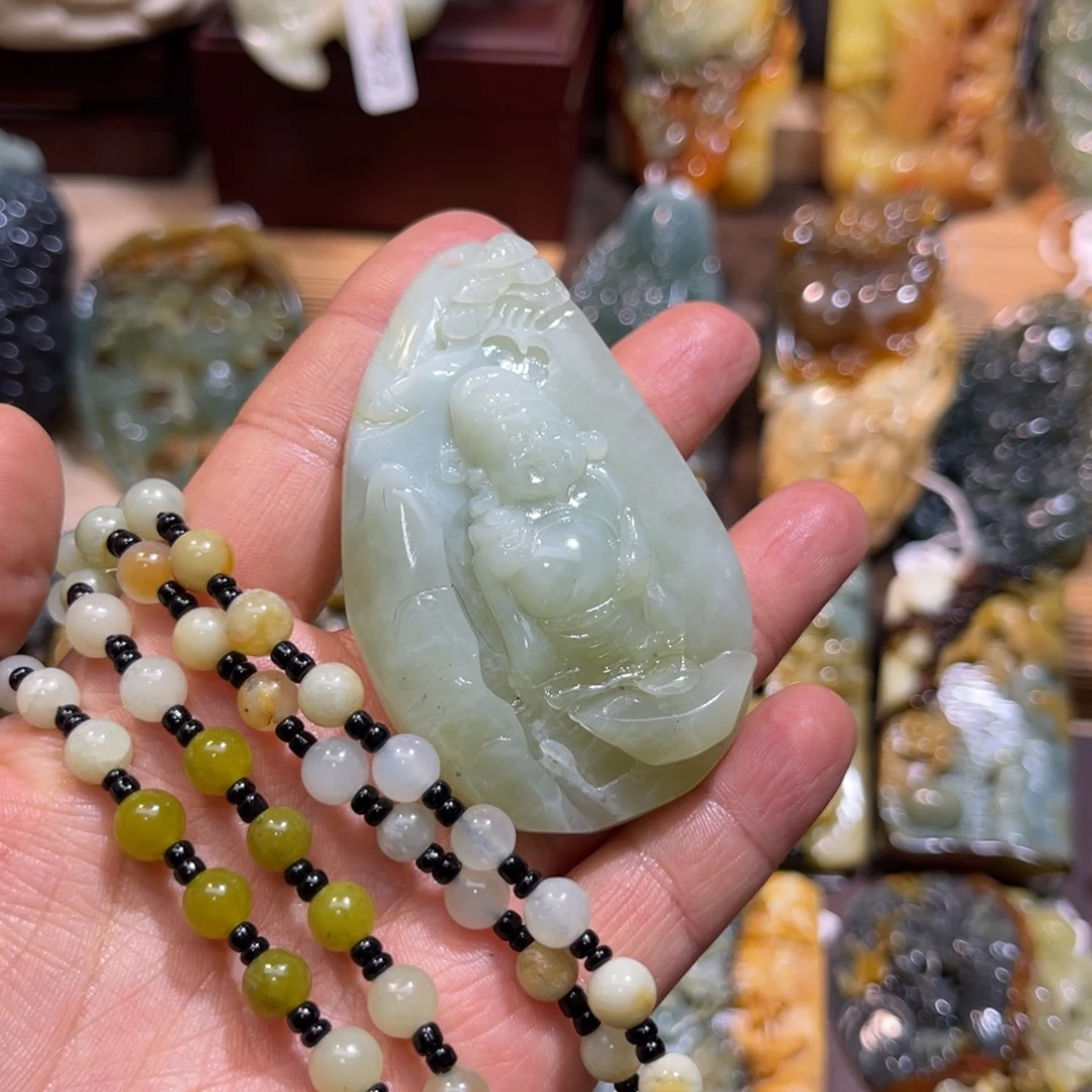 蛇纹石玉未镶嵌吊坠(赠链)