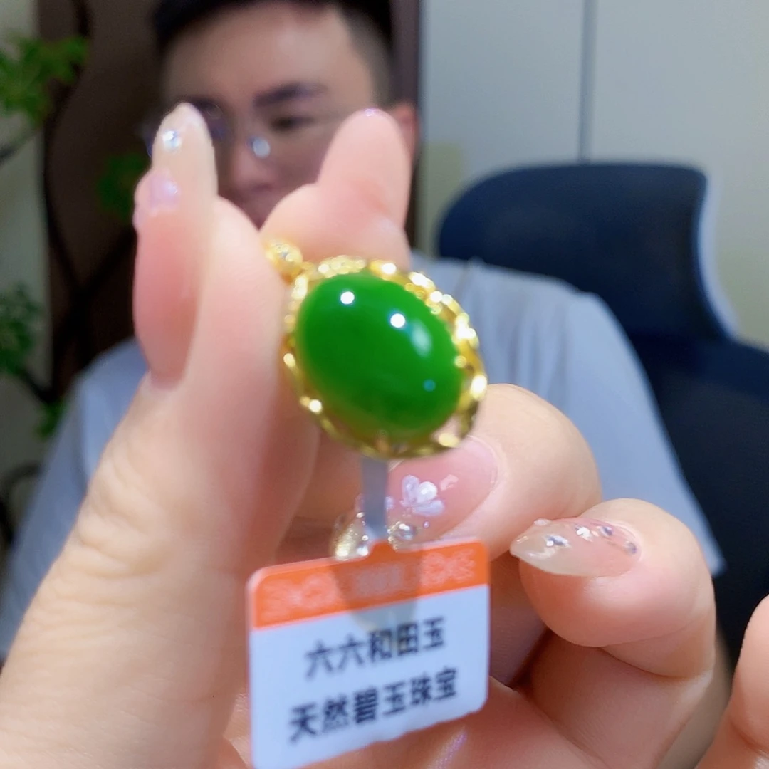 颈饰银S925镀金镶嵌和田玉（碧玉）