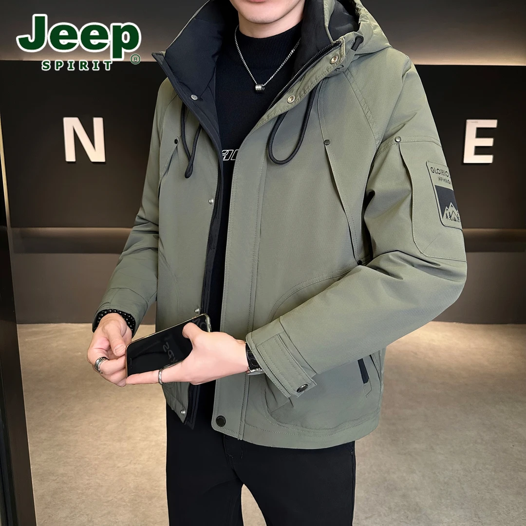 JEEP吉普冬季羽绒服男款爆款新款户外运动休闲连帽羽绒夹克外套