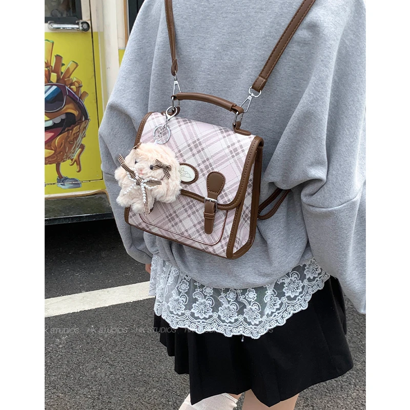 学院风复古可爱双肩包包女式2025新款秋冬高级感韩系手提通勤背包