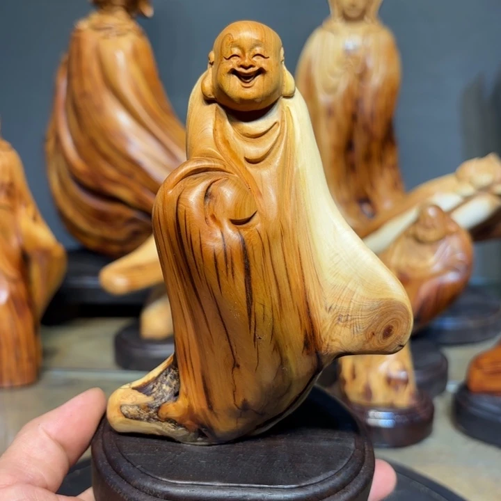 柏木（崖柏）弥勒佛桌面小摆件