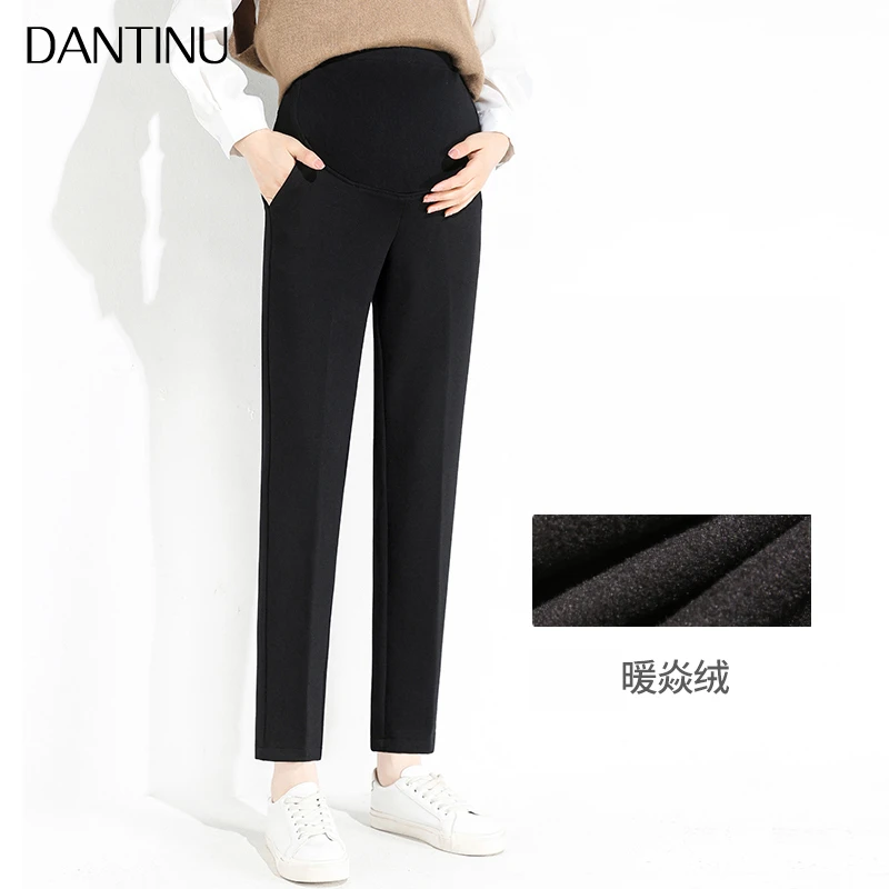 孕妇直筒裤春秋九分西装外穿小个子职业工装直筒裤女秋冬保暖加绒