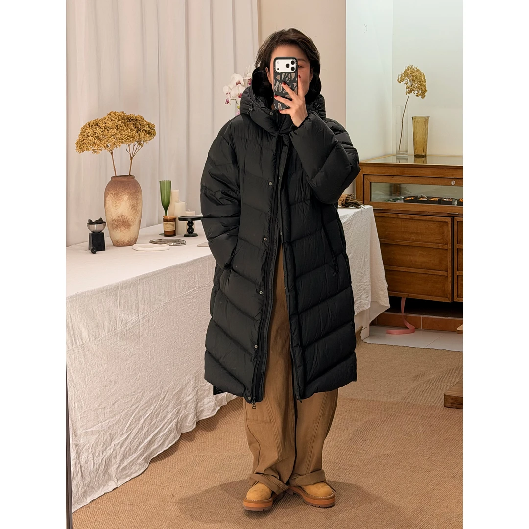 zhukele 连帽中长V字鹅绒服