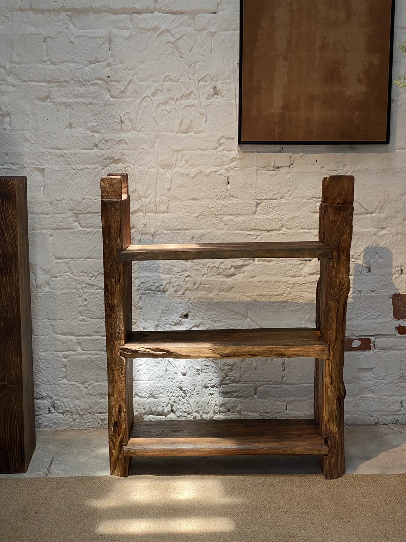 香樟木博古架书架 侘寂风博古架 茶空间陈列架 入户鞋柜设计