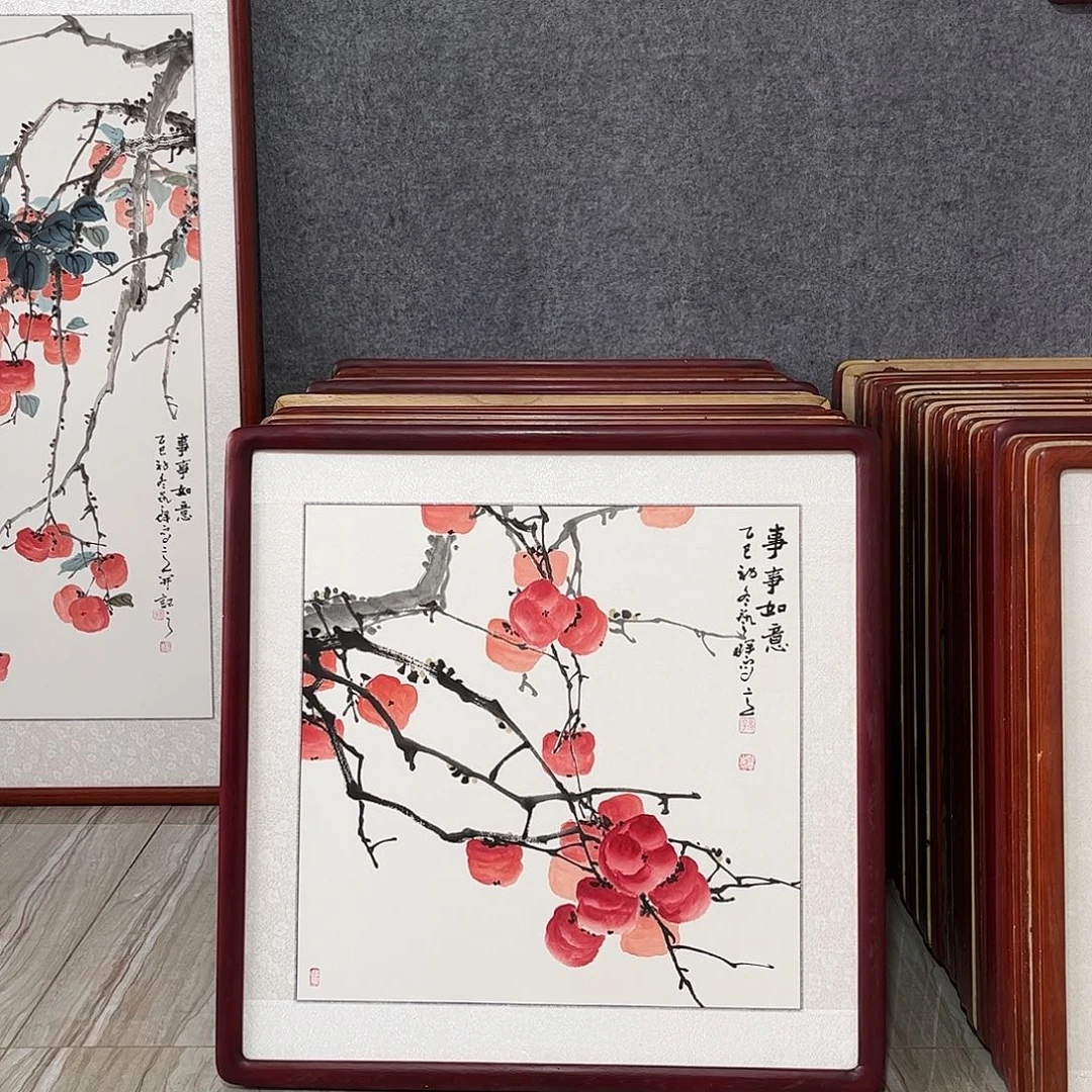 国画书画作品带框63×63