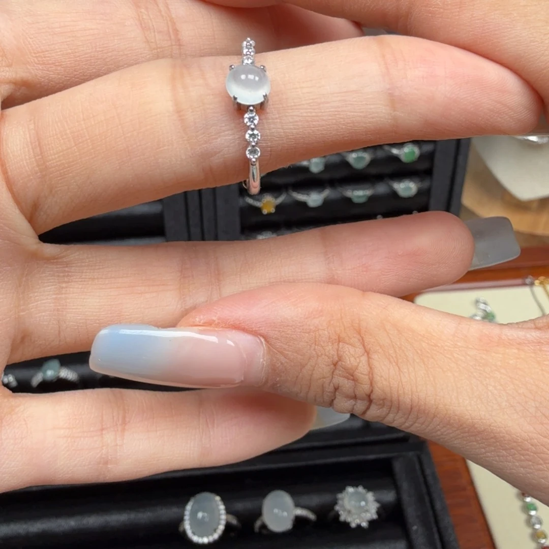 翡翠戒指银S925镶嵌