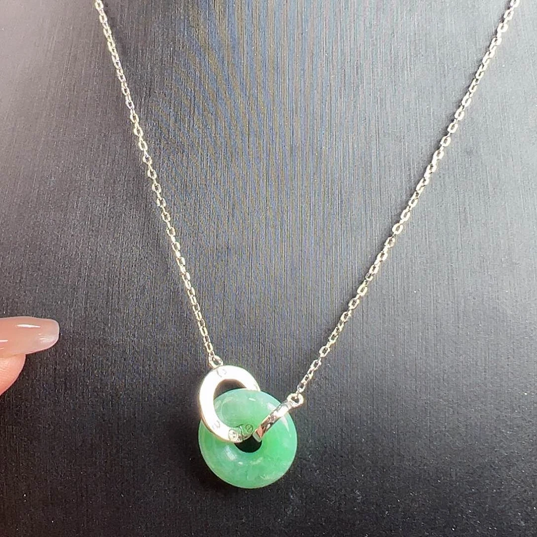 翡翠银S925镶嵌套链套链