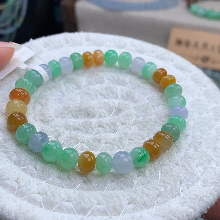 翡翠未镶嵌手链色浓豉珠，炸