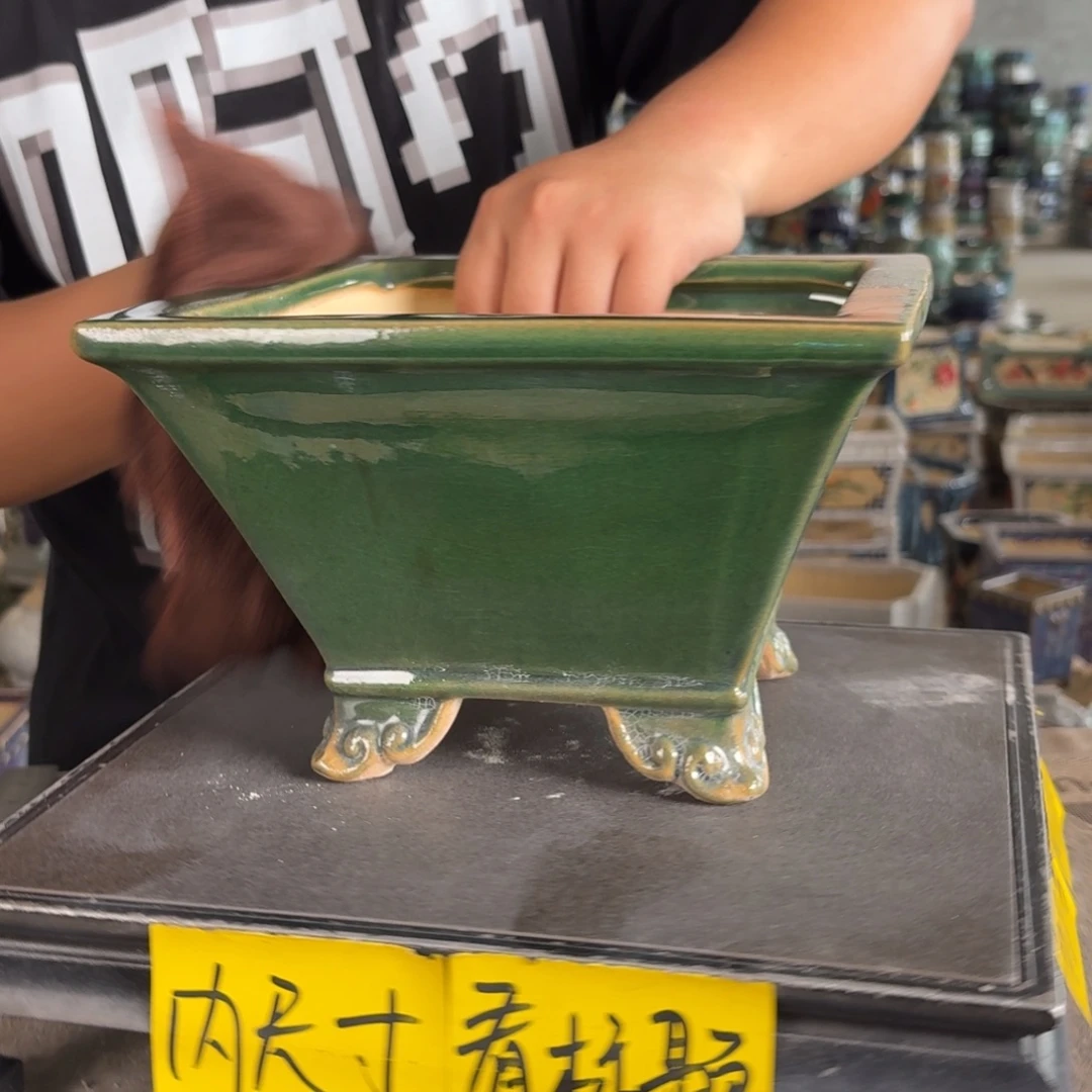 。一风堂石湾花盆 脚釉水薄 色差 内19*12