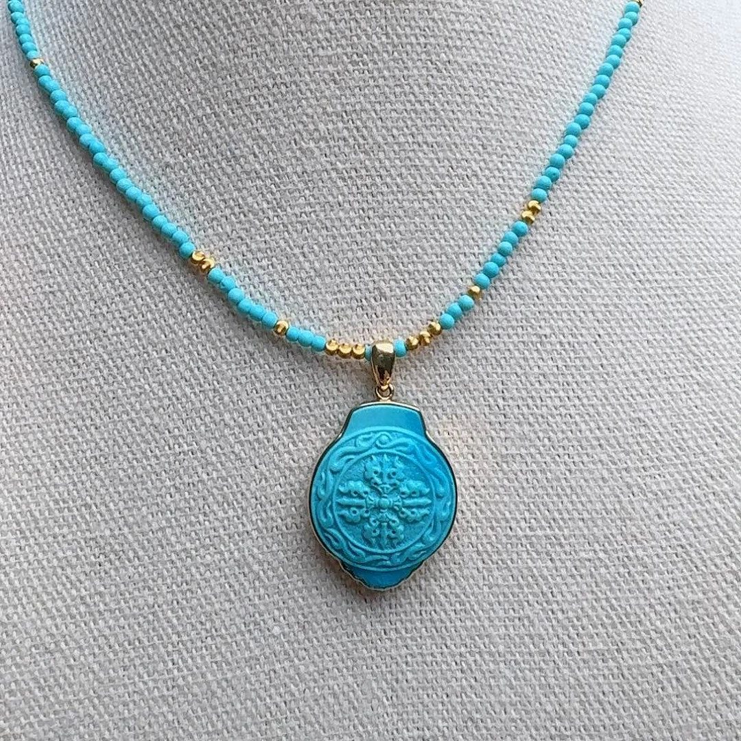 绿松石18K金镶嵌颈饰