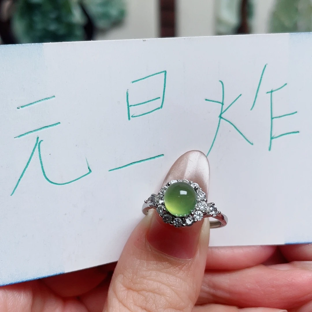 岫玉银S925镶嵌戒指