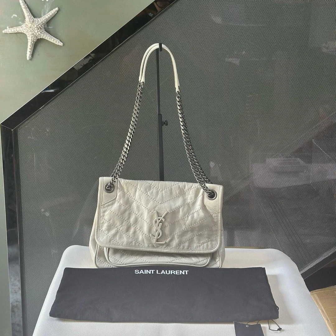 95新 YSL/圣罗兰 14560414/KIKIFIFI/中号白niki包