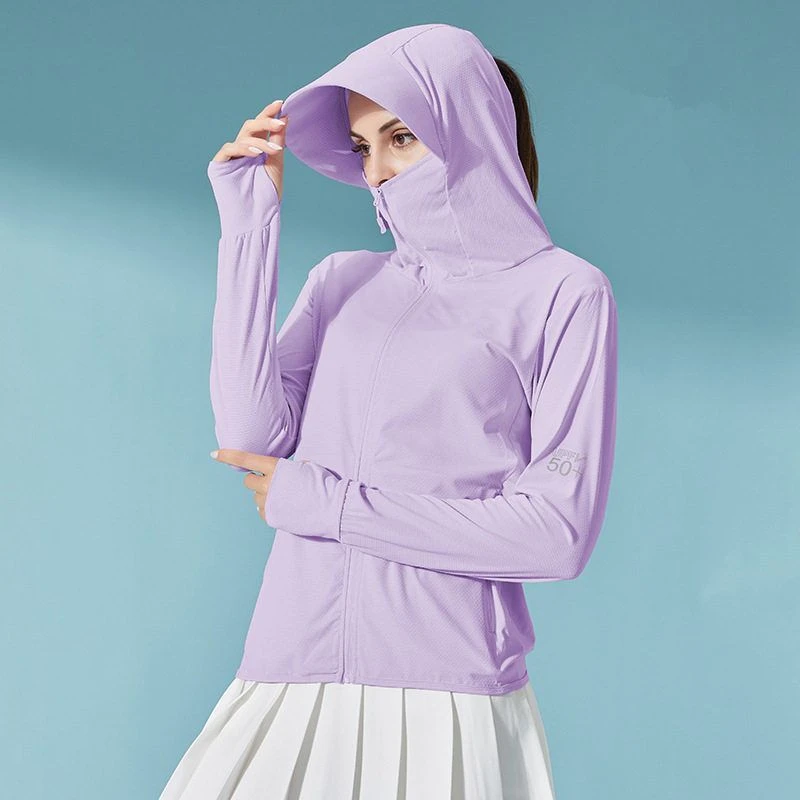 夏季防晒衣薄款冰丝皮肤衣连帽遮脸防晒衫男女款户外防紫外线外