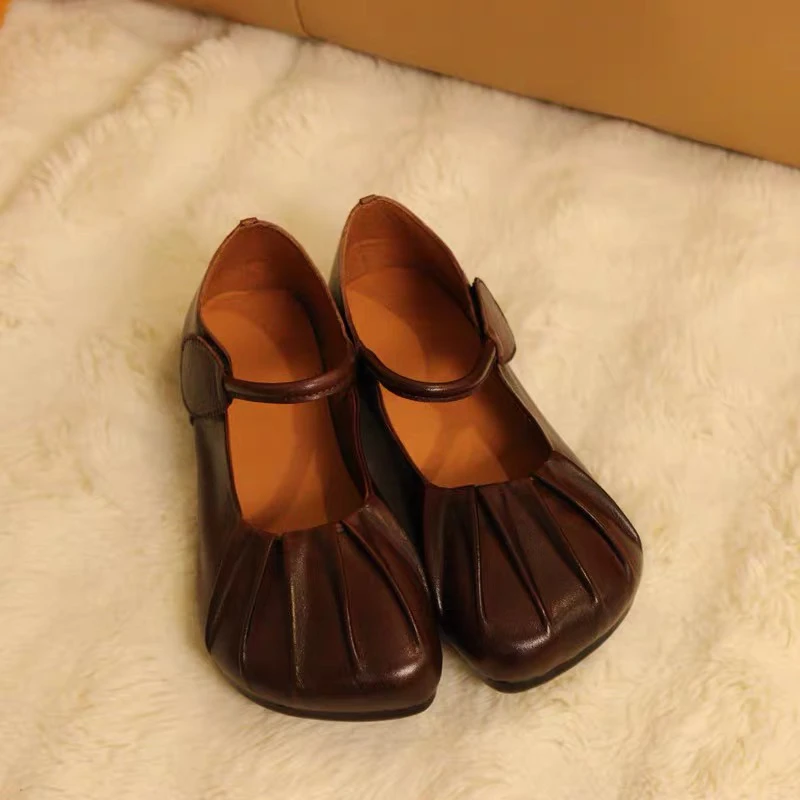 2218-6牛皮方头浅口魔术贴女单鞋