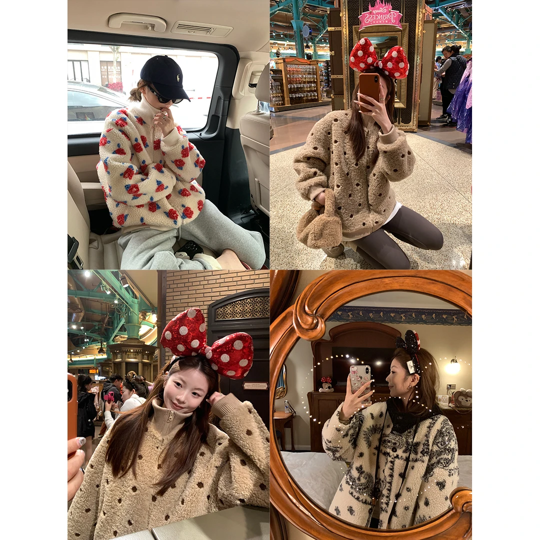 im向  暖冬甜豆~多花色毛茸感羔毛厚外套女冬短款甜美毛绒上衣