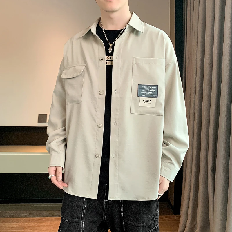外简约时尚男士长袖休闲百搭宽松潮流港风韩版