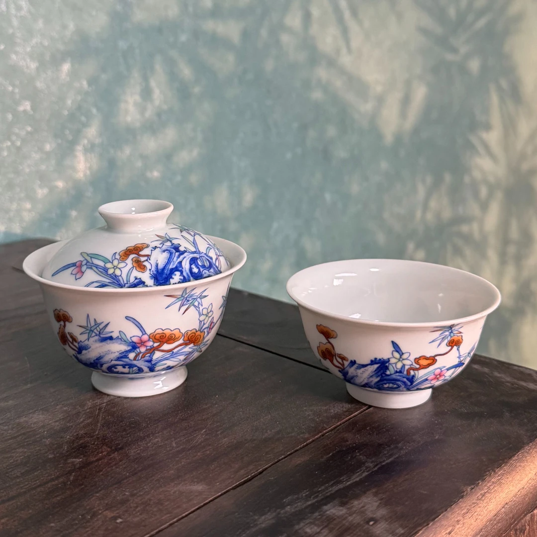 空山明月斗彩系列套组陶瓷手绘纯手工