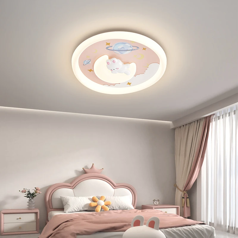儿童房奶油风现代温馨创意男孩女孩卧室灯全光谱护眼房间吸顶灯具