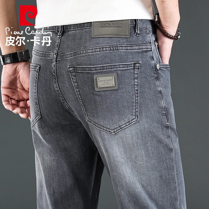 【夏季薄款】皮尔卡丹牛仔裤男士休闲直筒宽松商务长裤子男22302