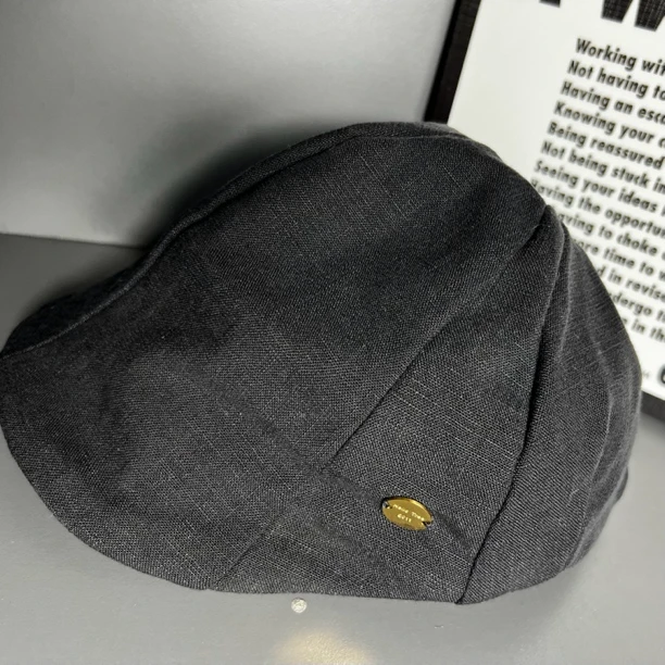 【九儿新品】复古纯色亚麻鸭舌帽前进帽气质个性