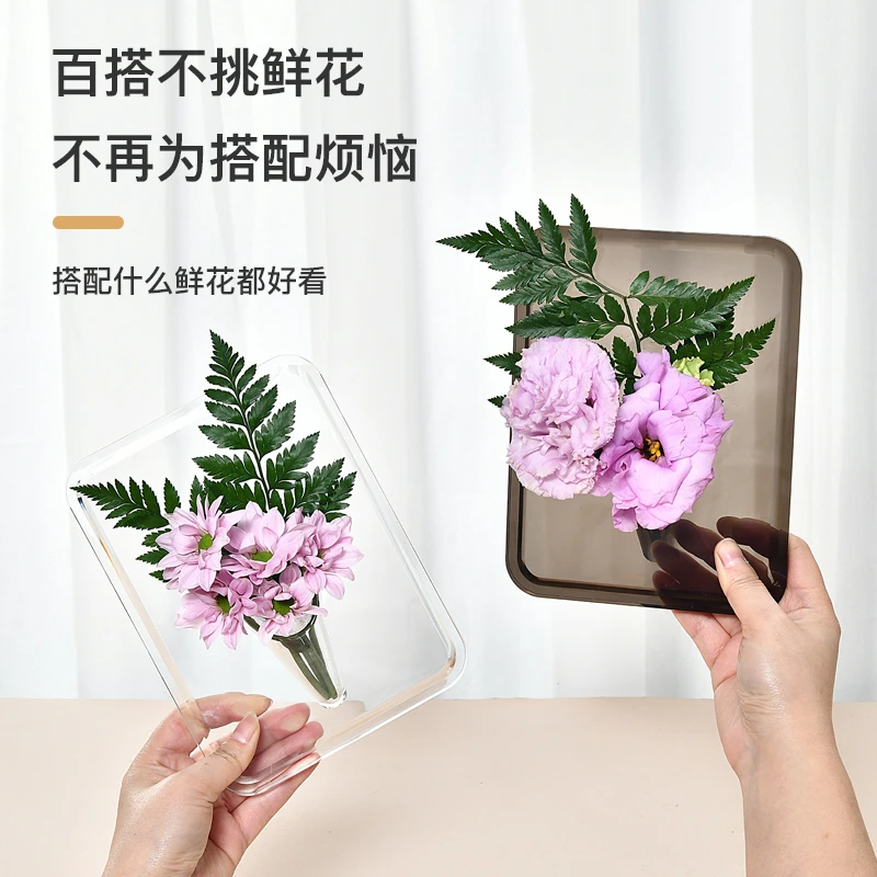 俪丝纪梵相框花瓶轻奢大气感透明高档摆件客厅水培亚克力插花瓶