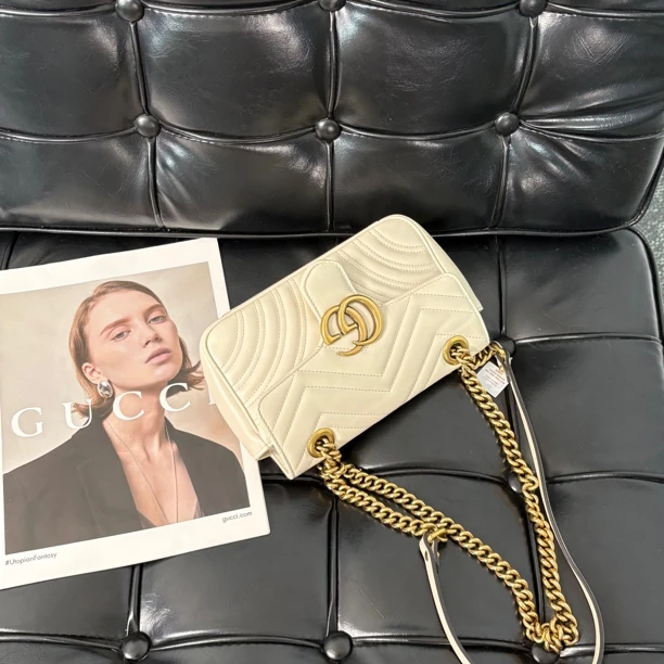 95新 GUCCI/古驰 白金 22 马蒙单肩斜挎包 sy