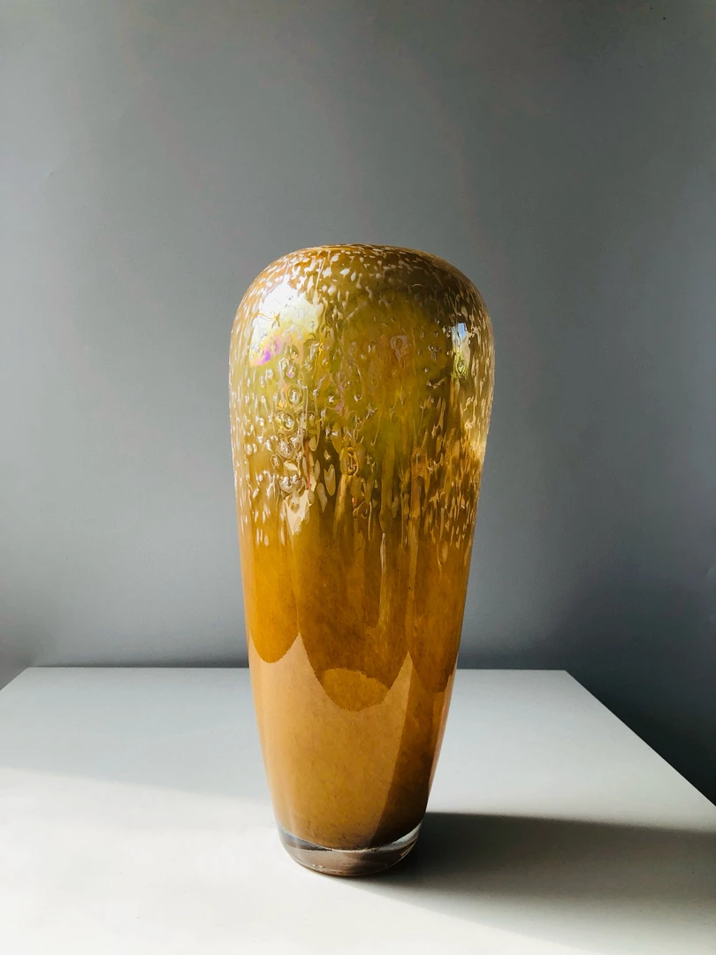 中古手工琉璃花瓶复古金棕色波点艺术东方意境美学软装器皿家居