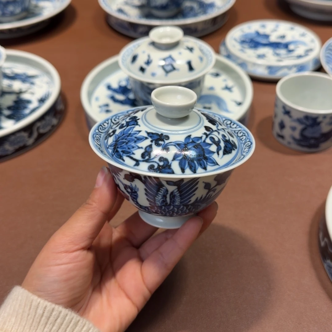 手工手绘茶具盖碗