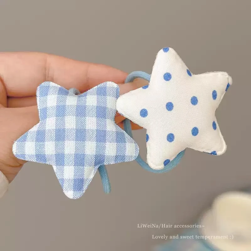 格纹波点星星扎头发绳小清新发圈高弹力耐用小皮筋儿童发饰XF74