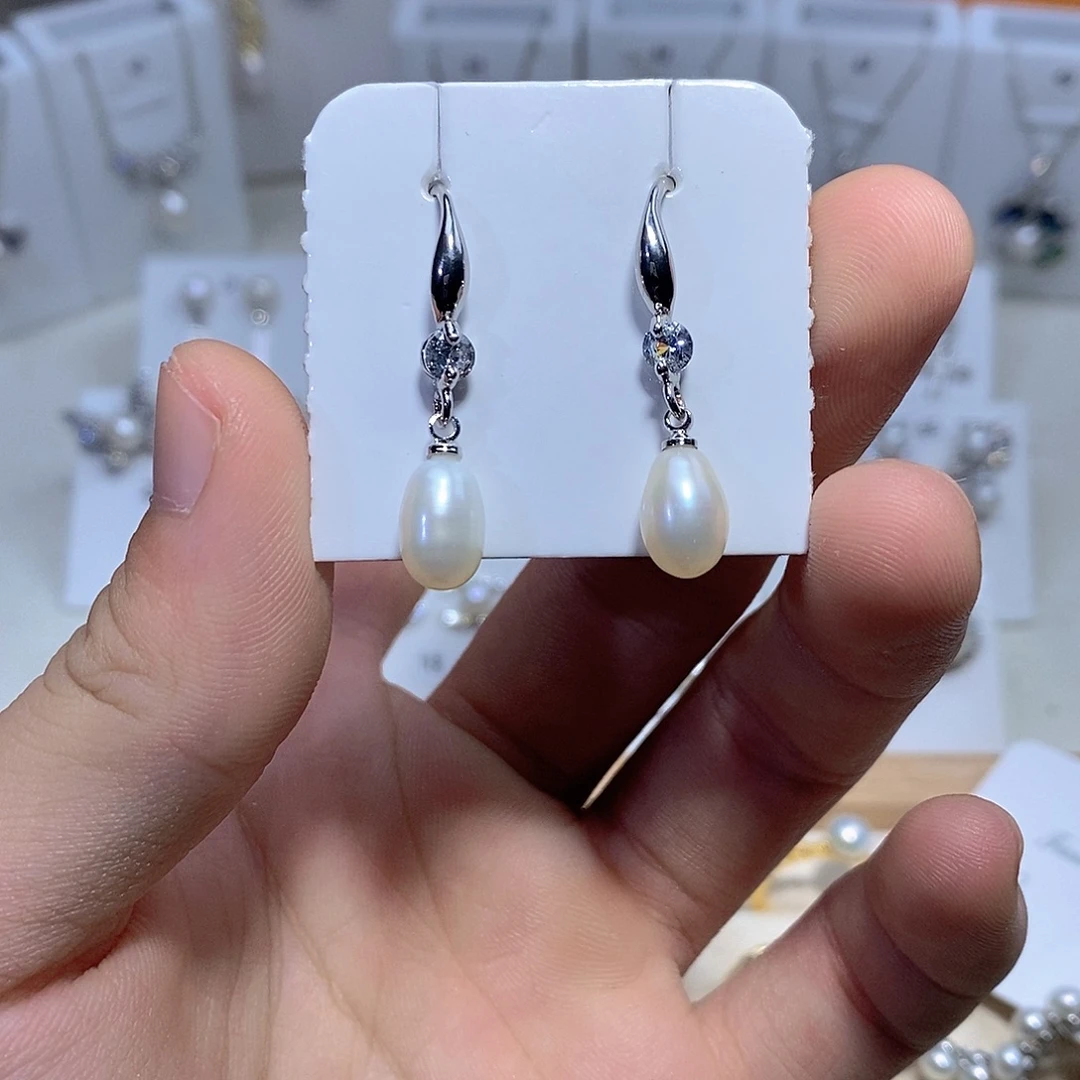 淡水珍珠耳饰银S925镶嵌