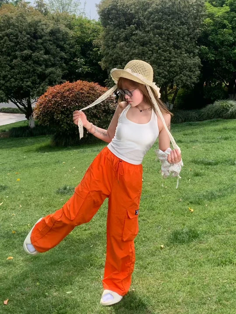 运动套装女夏季学生韩版宽松时尚网红多巴胺短袖长裤