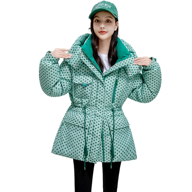 宽松工装羽绒服连帽大口袋外套V400101276【ZN】