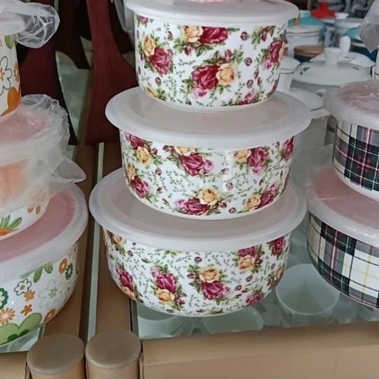 新疆西藏包邮小玫瑰花骨质瓷三件套保鲜碗