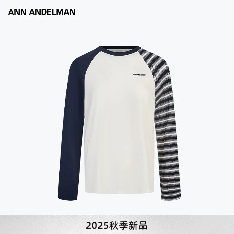 ANN ANDELMAN 25秋季新款长袖t恤不对称插肩袖宽松休闲秋上衣女
