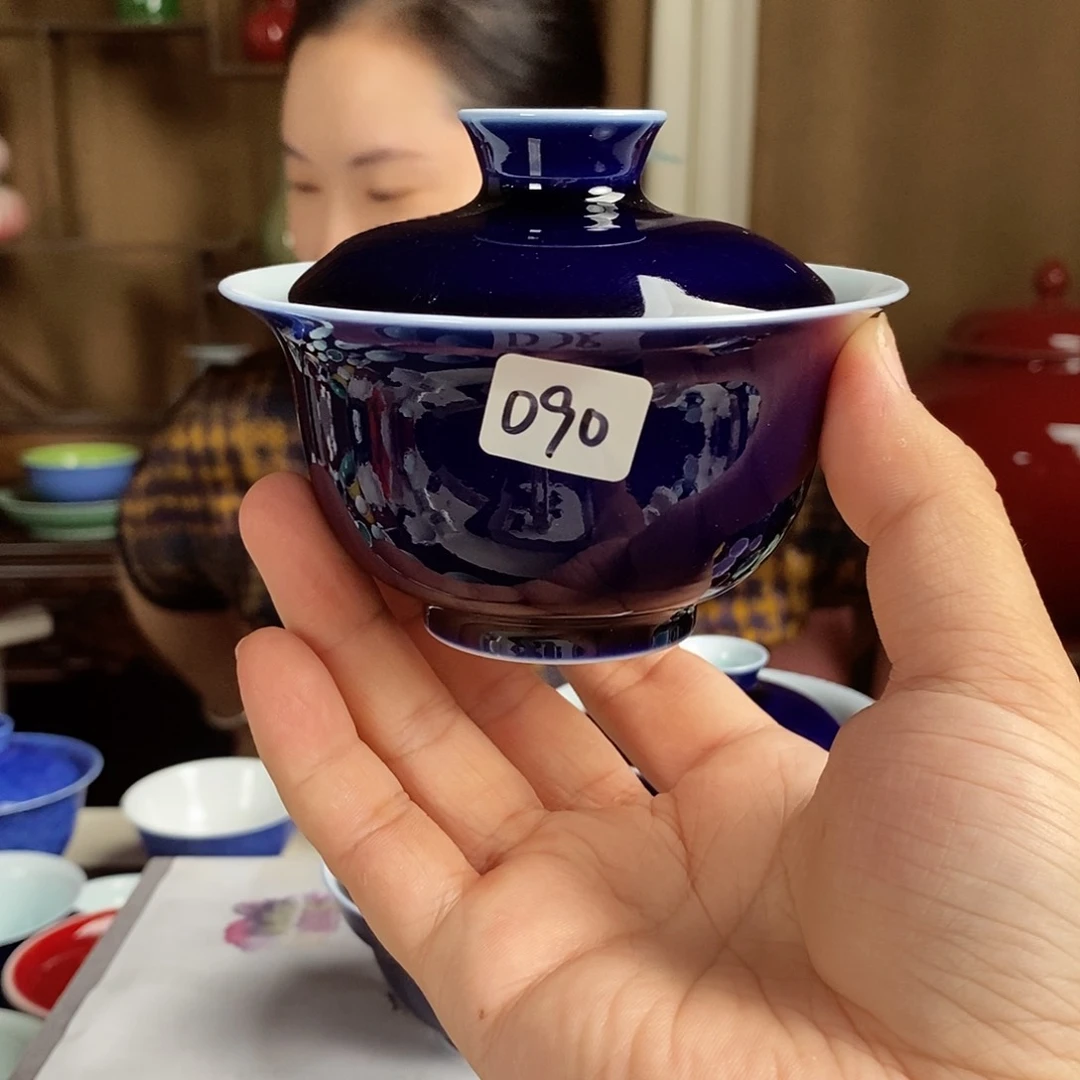 090号珍藏柴窑祭兰盖碗風*
