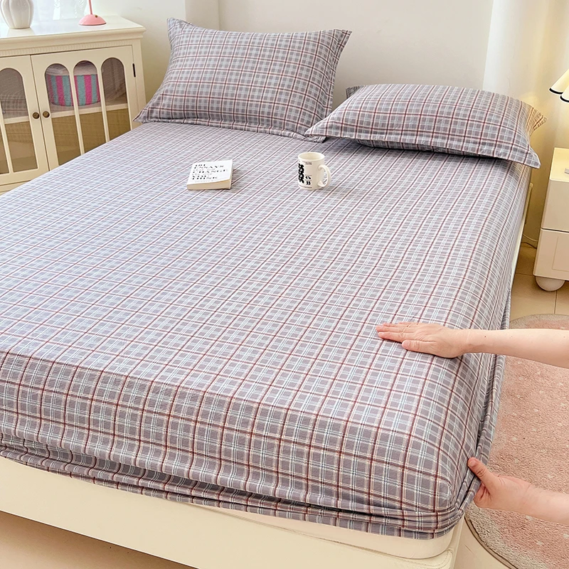 A类水洗棉床笠单件床罩1.8米x2米双层纱学生宿舍单人床垫套防滑