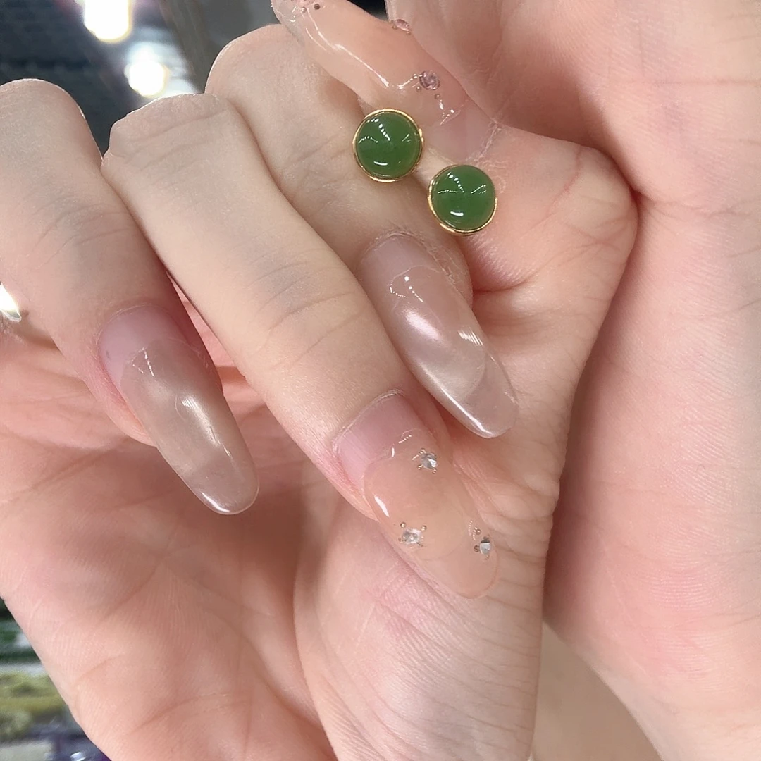 和田玉银S925镶嵌耳饰