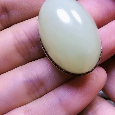 银S925镶嵌戒指和田玉