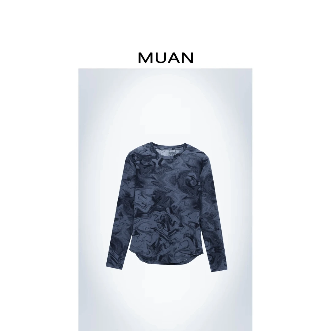 木岸MUAN：《水墨画打底》定制晕染百搭长袖打底上衣女CQ-DG3-9054