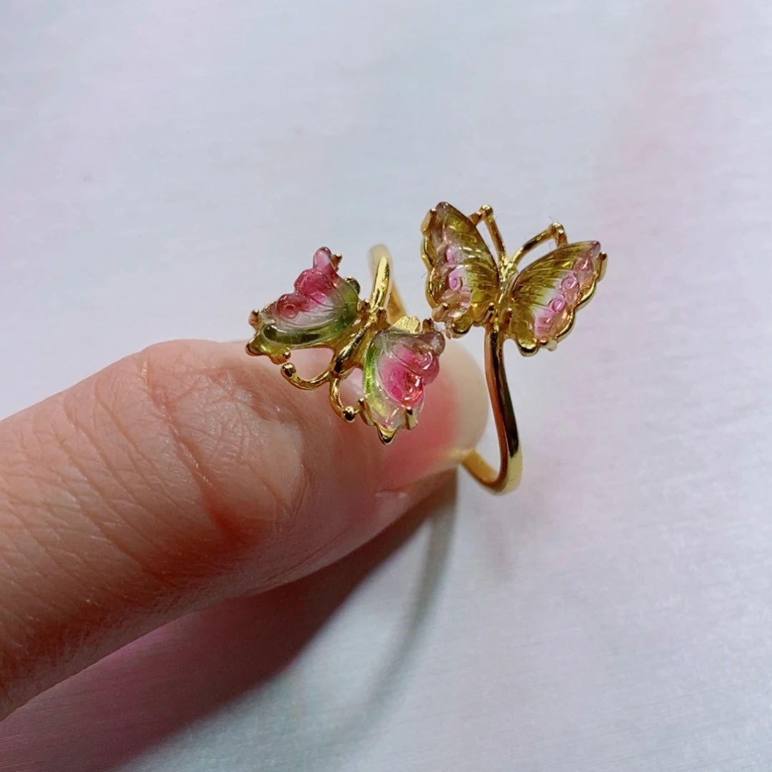 未镶嵌戒指碧玺蝴蝶戒指yy