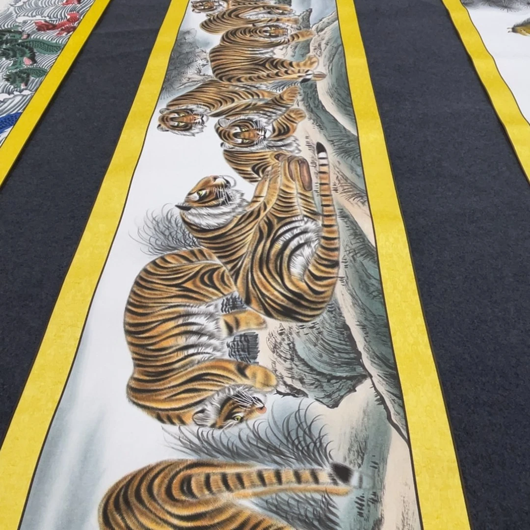 国画纯手绘百虎图