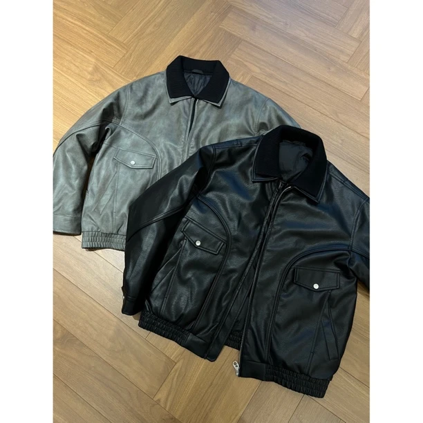 甄哥定制 冬季假两件 男女同款 皮衣羽绒服