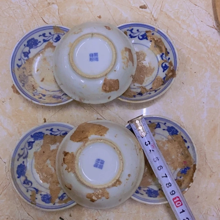 陶6个10厘米芙蓉花味碟